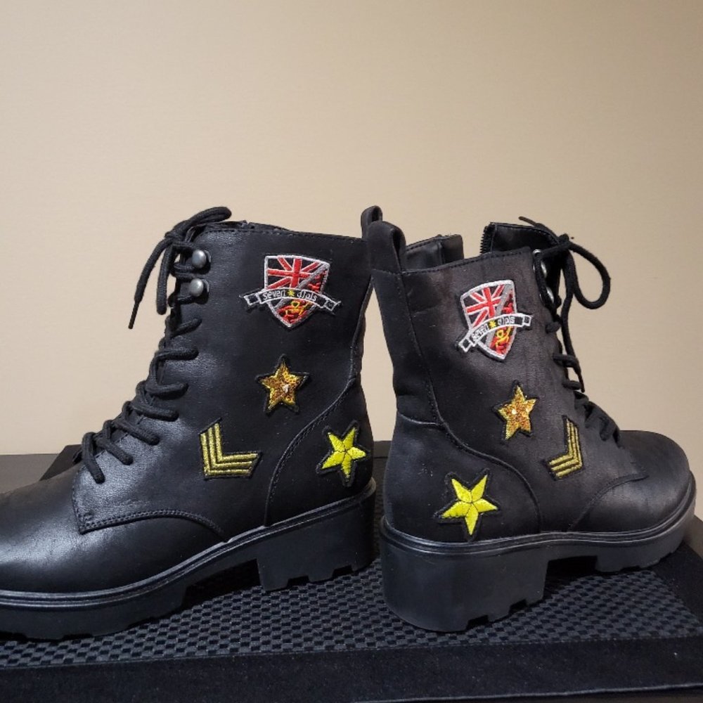 Seven Dials Ankle Combat Military Combat Lace up & Side Zippered Women's Size 8M